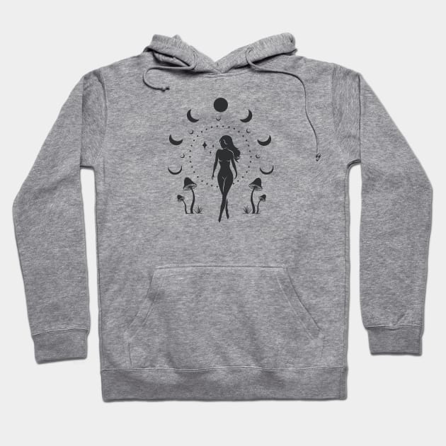 Moon Mushroom Goddess Hoodie by studioaartanddesign